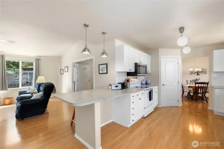 Room under the counter to tuck away your garbage cans.