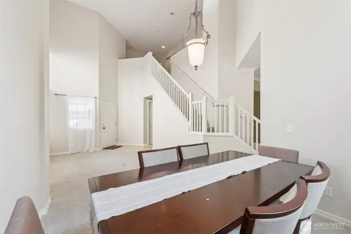 Two story living room.