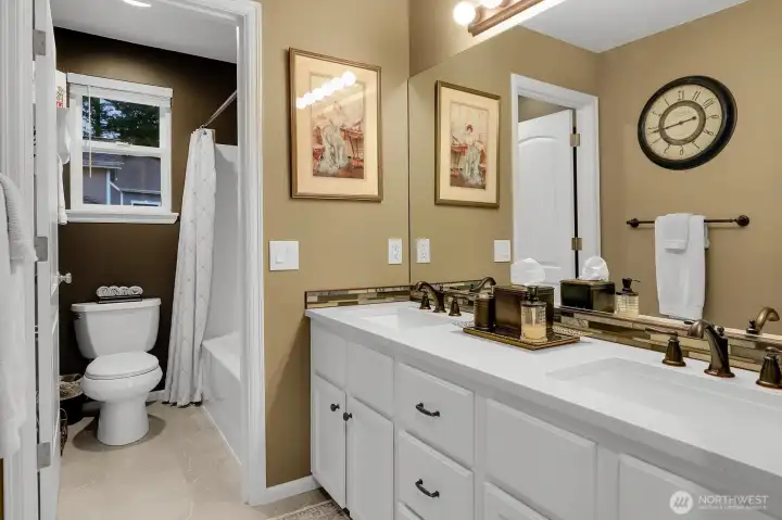 Full hall bathroom with shower and tub!