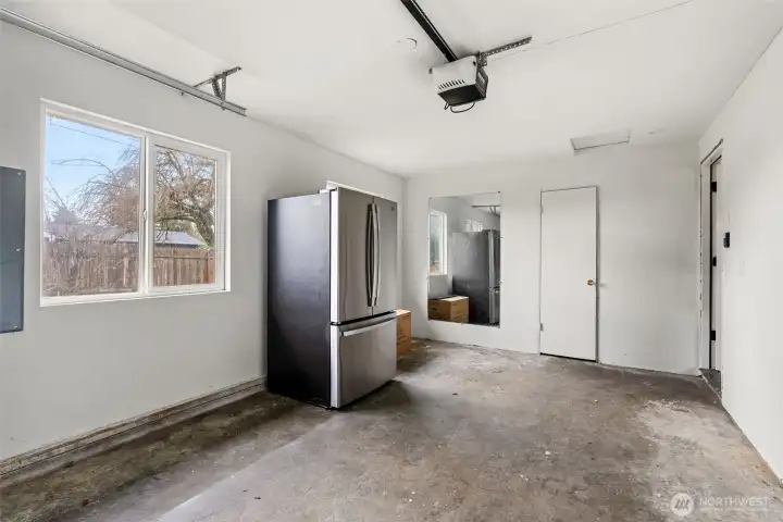 Single Car Garage with Storage room.