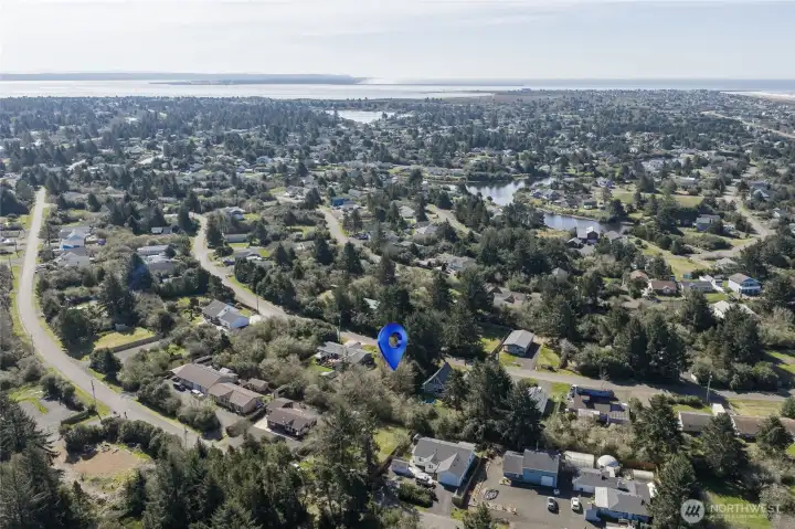 Aerial view of neighborhood