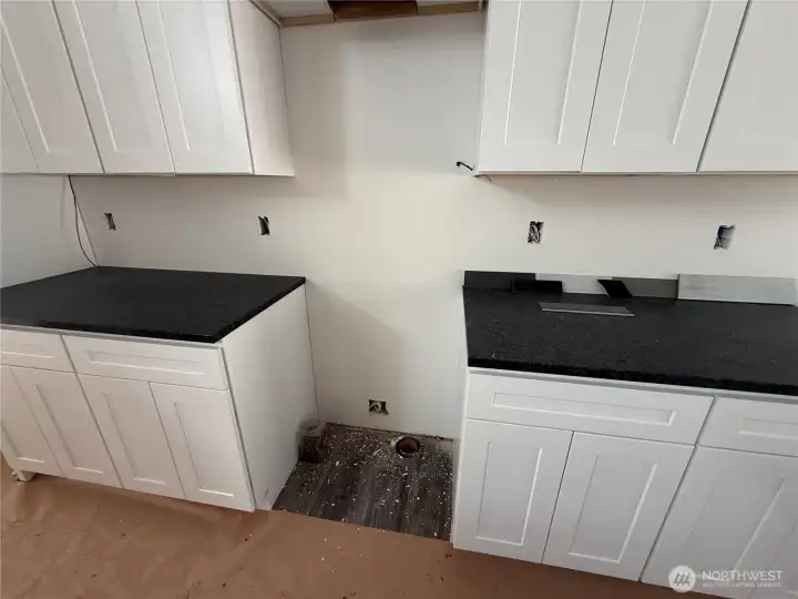 actual white cabinets with granite counter tops