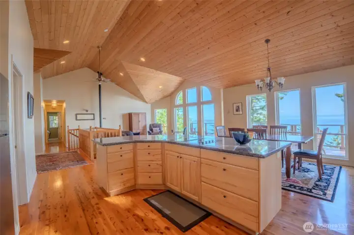 Open-concept kitchen and living area.