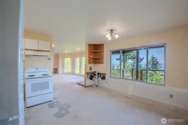 Flex space in lower level captures the water view.