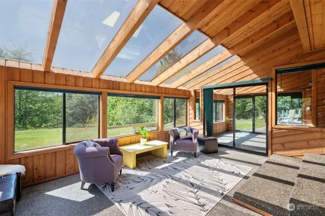 Large Sunroom with retractable skylight shades