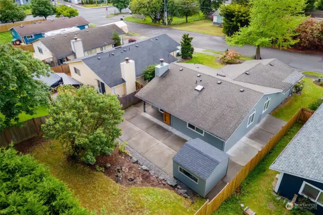 Overhead view of this neat and tidy property.