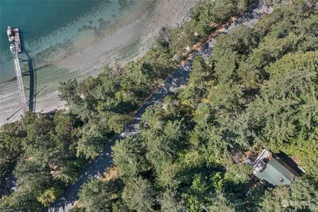 Aerial of dock and home