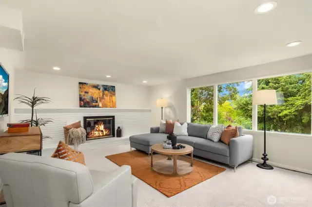 Lower level rec room with garden outlooks