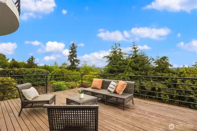 Main floor deck with views- great for parties!