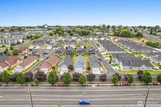 This home is located in a quiet, gated community, close to the clubhouse and visitor parking. (Blue house in the middle.)
