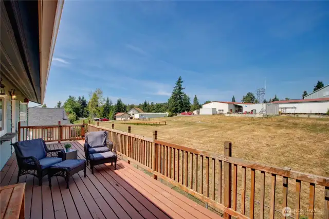 deck of dining with northwest view. No house in back. Property borders Forestry building.