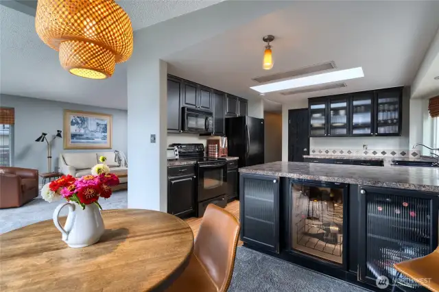 Dining area showing wine fridge