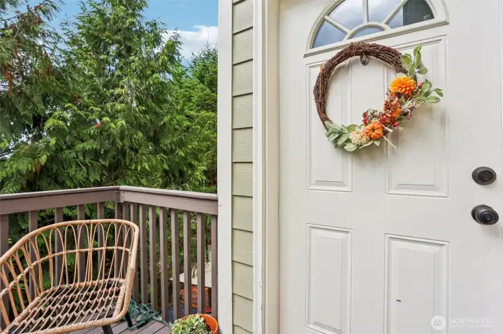 Welcoming front porch on side A.