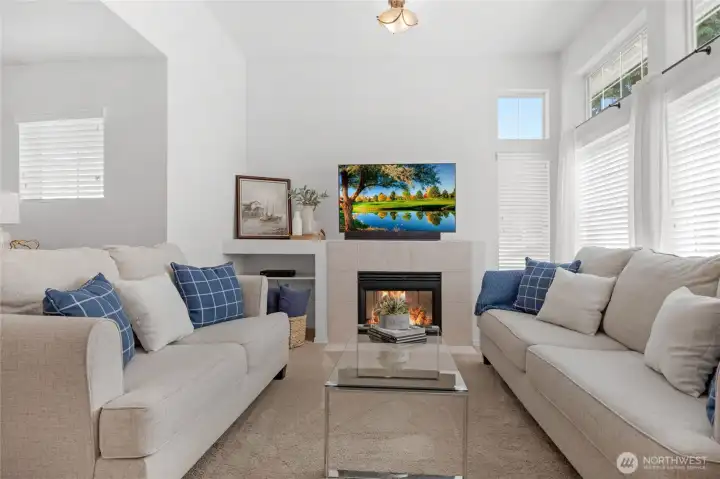 Alternate living room view-nice built in to the right of the fireplace adds some extra storage