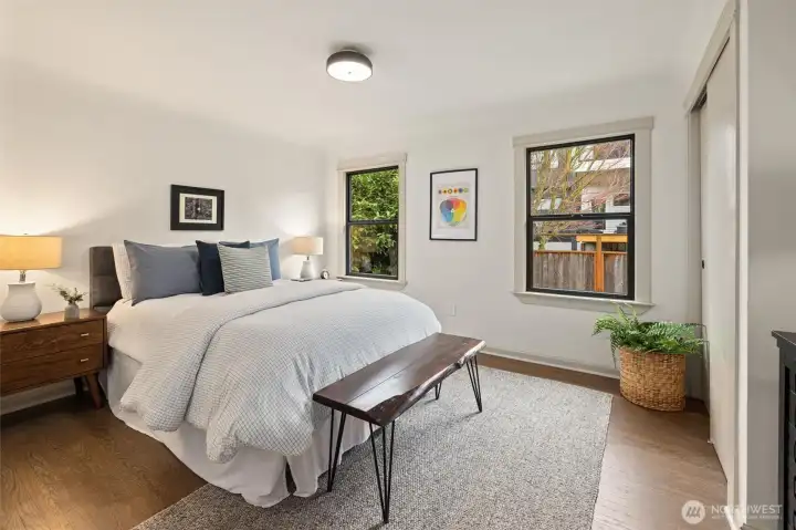 Main Floor bedroom - half flight of stairs up from kitchen level.