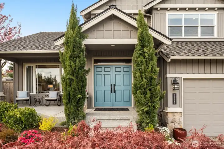 Timeless Craftsmanship. New and freshly poured concrete front porch.