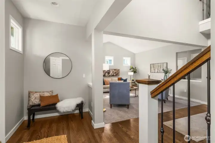 An inviting foyer with room for a bench or entry console.