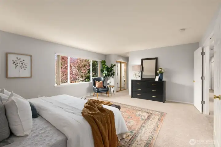 Spacious and serene. Can handle a king or a queen plus room for your furniture pieces.