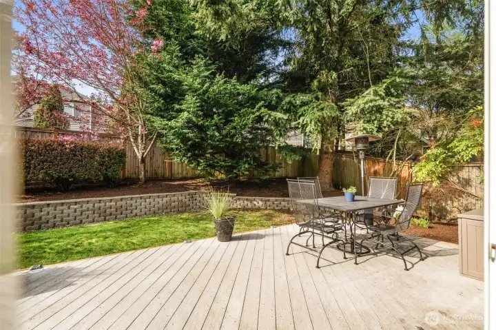 Extend your gatherings outdoors to the large Trex deck.