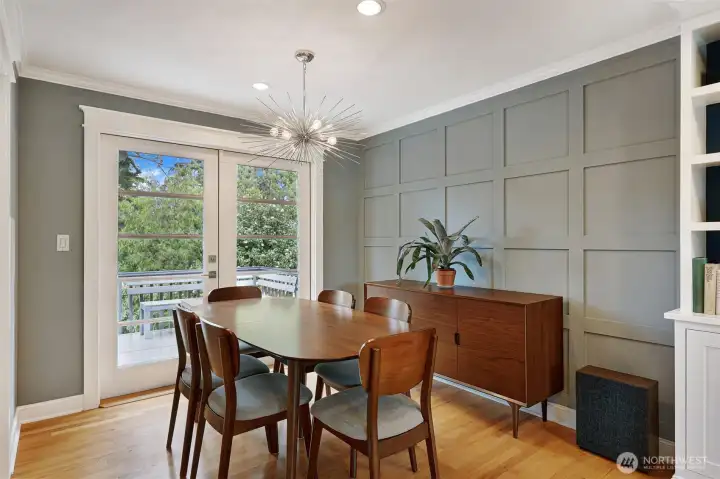 Dinner parties and holiday meals are accommodated with ease in the spacious dining area, and French door access to the back deck--perfect for summer BBQs.