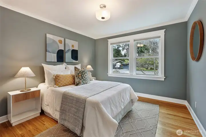 One of three bedrooms on the main level (this one directly across from the bathroom) - bright, spacious, and comfortable.