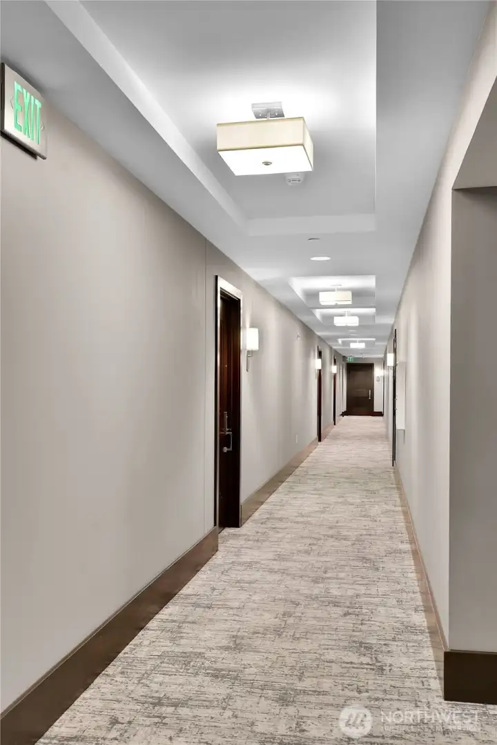 This the hallway on the 28th floor that leads to condo #2808.