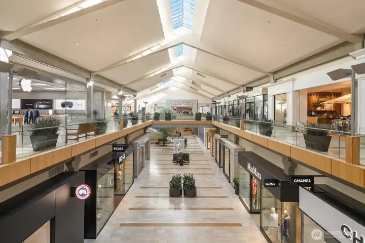 Bellevue Square Mall has over 200 retail stores featuring over 200 retail brands, from high-end luxury to popular mainstream stores, with Macy's and Nordstrom.  Plus causal and upscale dining.