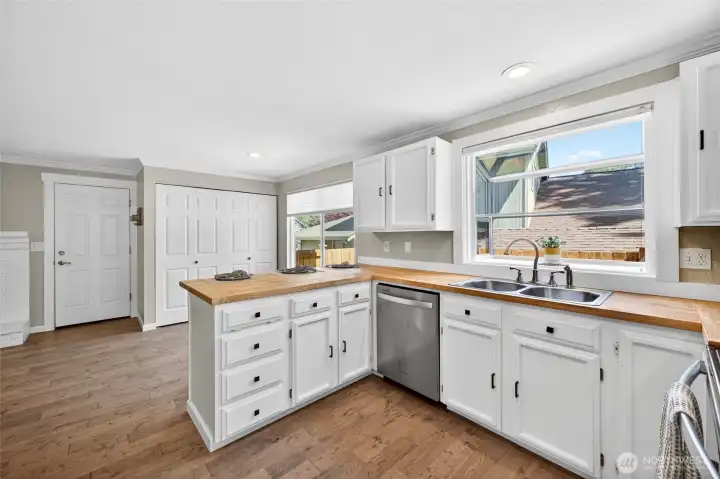Open kitchen with eating space