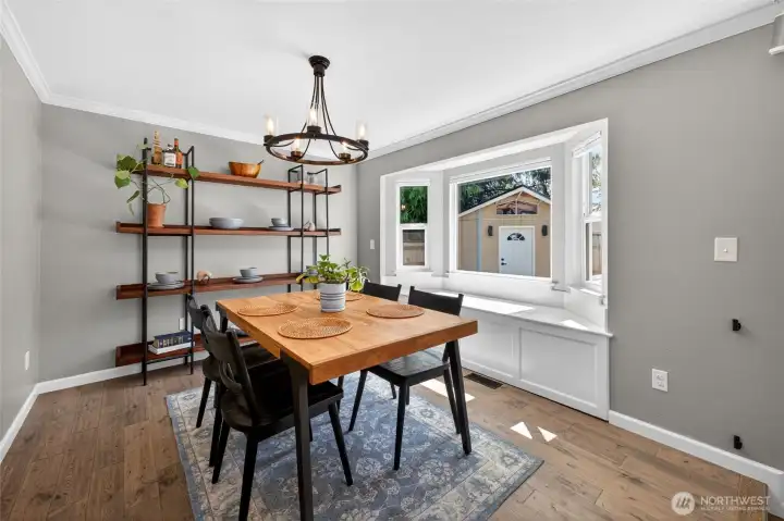 Dining room with window bench