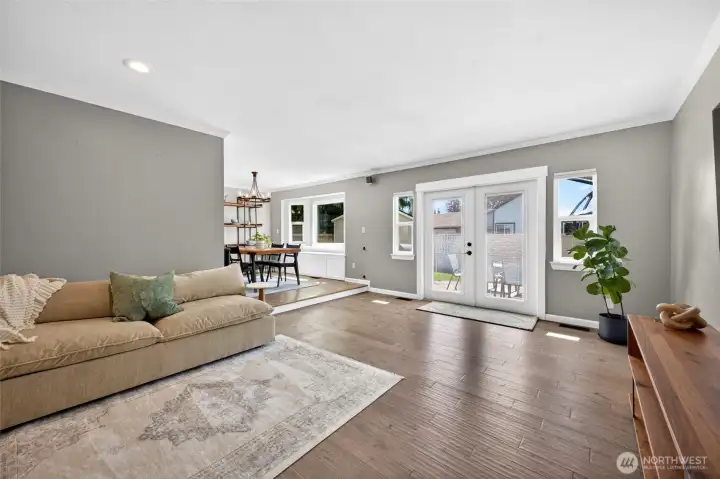 Family room leads outside to back patio