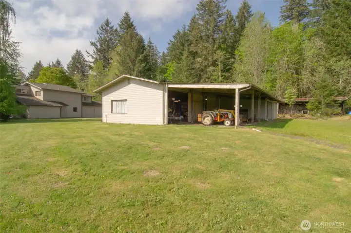 Shop with covered area for additional storage
