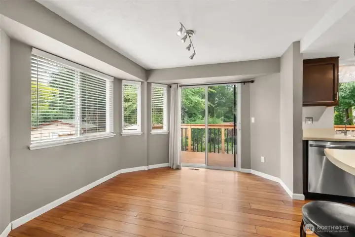 dining room with sliding glass door to deck