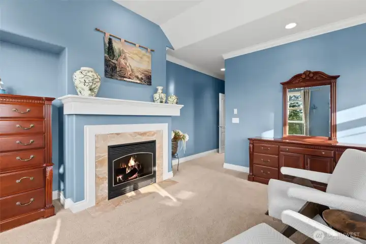 Propane fireplace locate in Primary