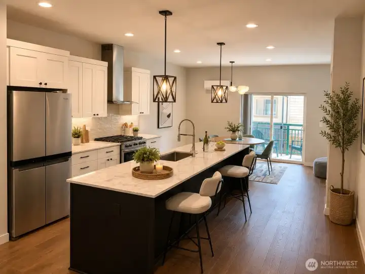 Gourmet kitchen with stainless steel upgraded appliances! Check out the X-large Island with quartz counters! Perfect place to entertain! Gourmet kitchen with stainless steel upgraded appliances! Check out the X-large Island with quartz counters! Perfect place to entertain!