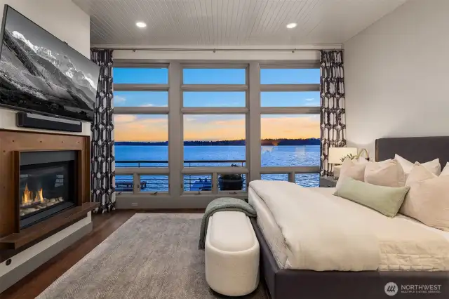 Unparalleled primary suite with walls of windows, endless views and luxurious new bath. Plus a gas fireplace & Built-in coffee station with mini fridge.