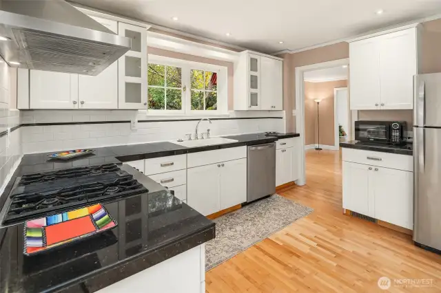 Classic white with dark granite counters