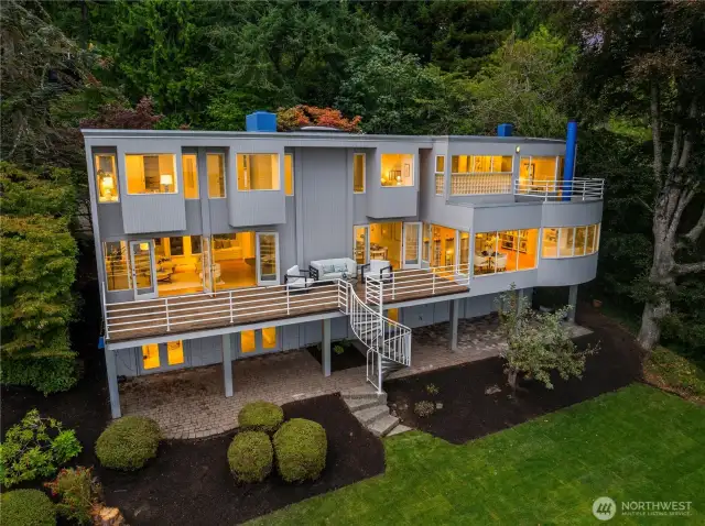 Nearly every room in this contemporary home offers stunning views of Lake Washington.