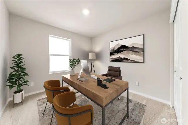 One of the bedrooms on the 2nd level. Actual home is under construction and materials, colors, and finishes will vary. See site agent for details.