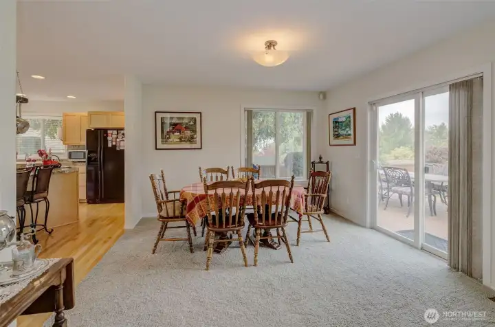 Ample dining space for entertaining, with access to the large deck.