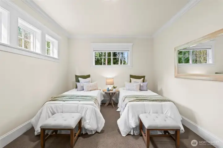 Technically not a bedroom as there is no closet, the location adjacent the other bedroom and bath lends itself to being the 4th bedroom - an armoire is easy