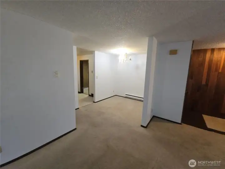 Living room into dining area