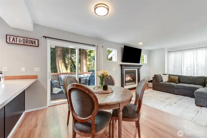 Dining room opens to beautiful new back deck