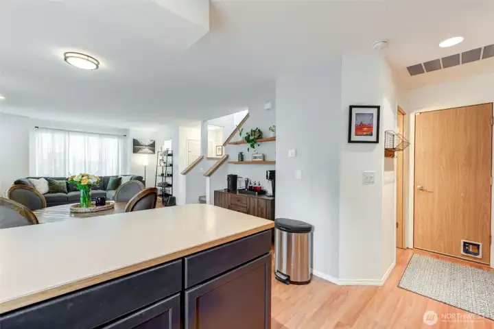 Kitchen and door to garage