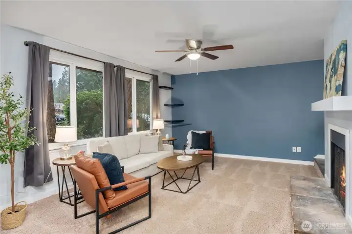 Tons of windows and a ceiling fan!