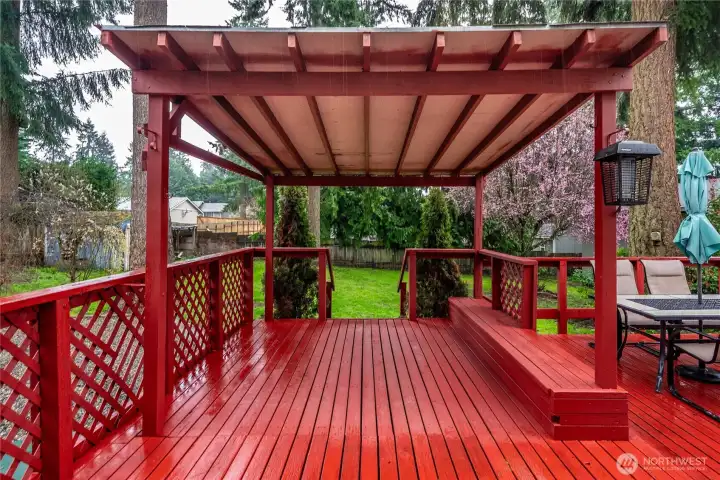 Covered gazebo style portion of the deck