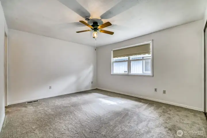 Primary bed with new carpeting