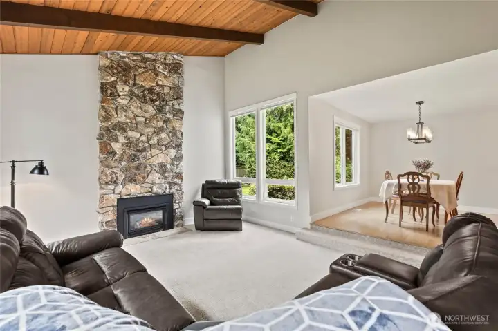 Living room opens to dining room