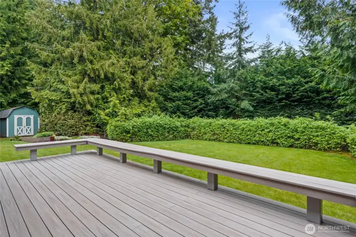 Built in seating on deck.