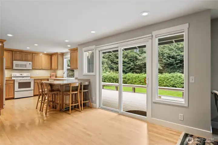Plenty of room for a kitchen table in addition to the counter seating.