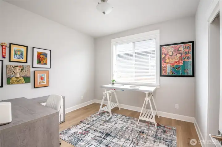 This second bedroom has plenty of storage space in the closet.